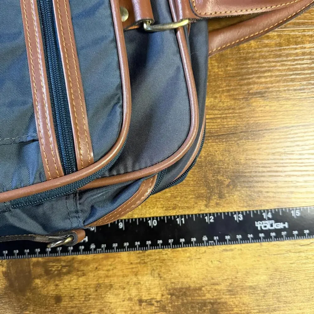 Lark‎ Vintage Navy Blue Nylon Faux Leather Carry-On Travel Bag Briefcase Mens OS